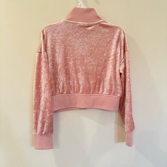 Nike Pink Velour Cropped Jacket sz S - Picture 2 of 4